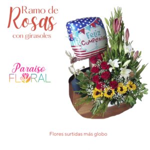 Ramo de Rosas con Girasoles