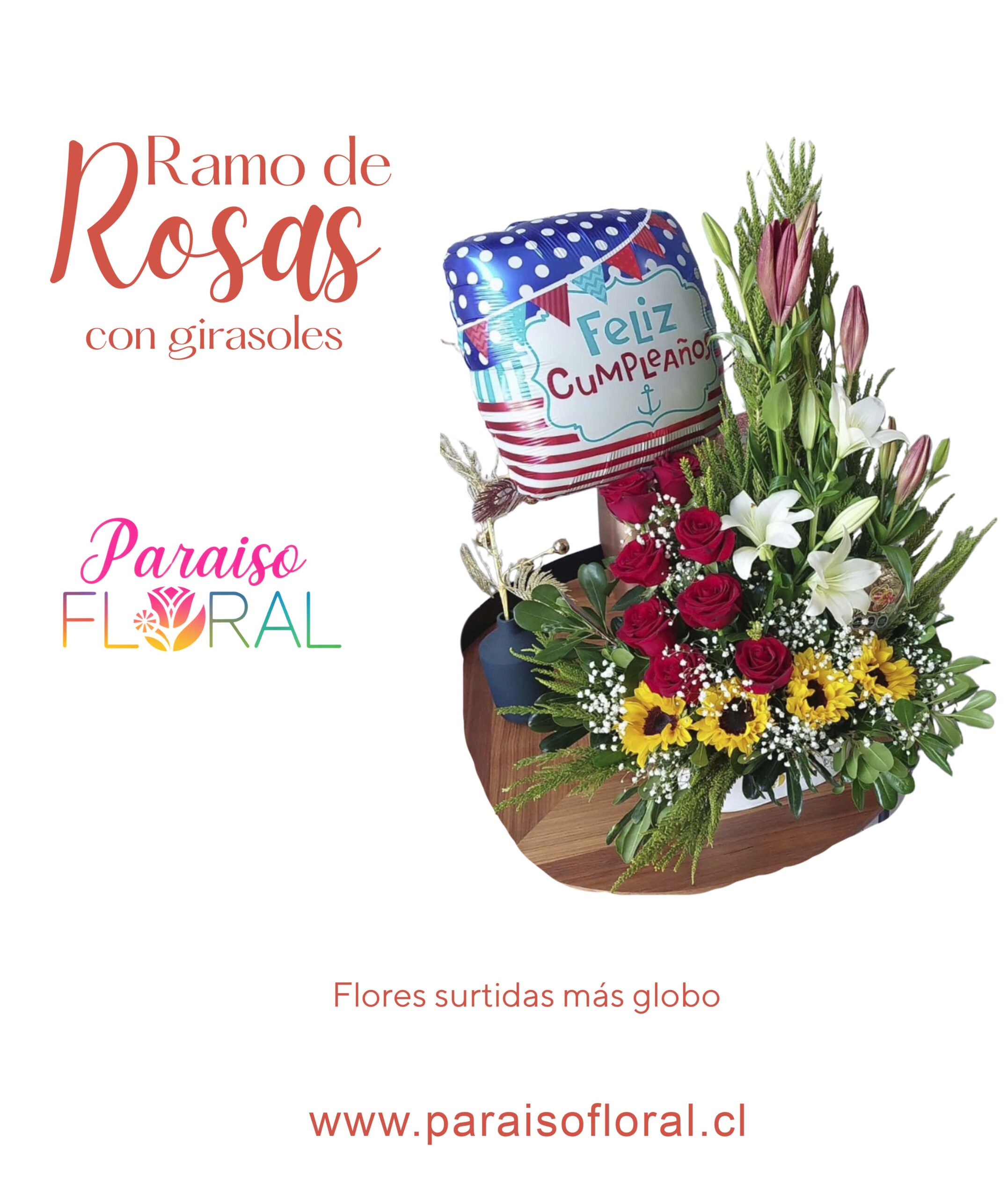 Ramo de Rosas con Girasoles