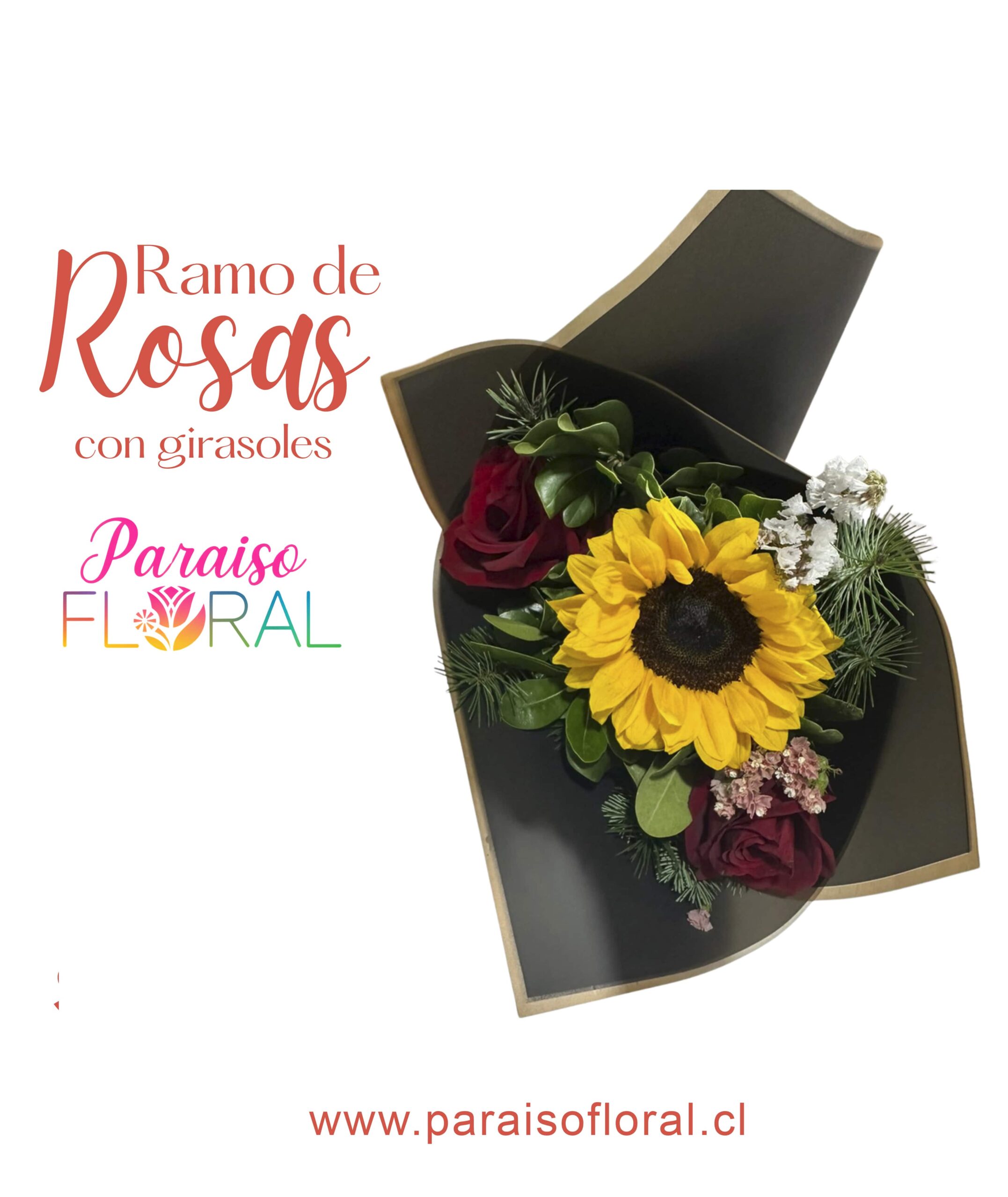 Ramo de Rosas con Girasol