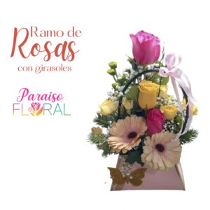 Ramo de Rosas con Girasoles