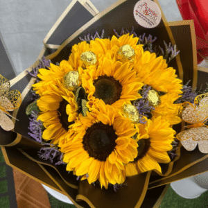 Ramo de Girasoles en papel negro