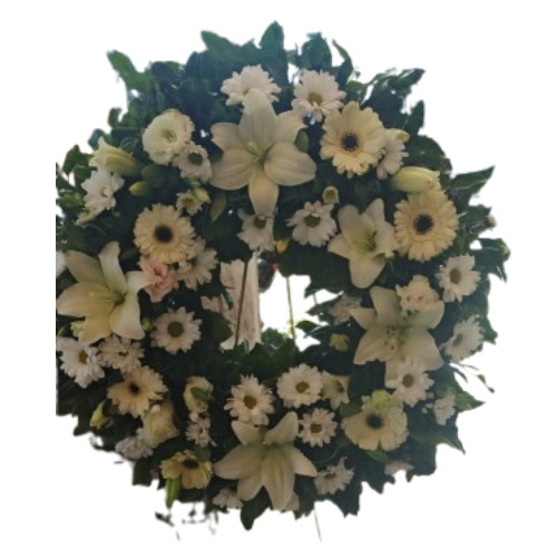 Corona Fúnebre de Flores Blancas Surtidas