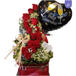 Arreglo Vertical de Rosas con Globo