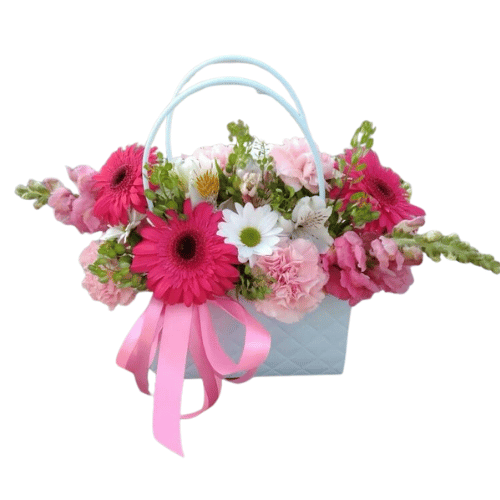 Cartera Blanca de Flores Mixtas