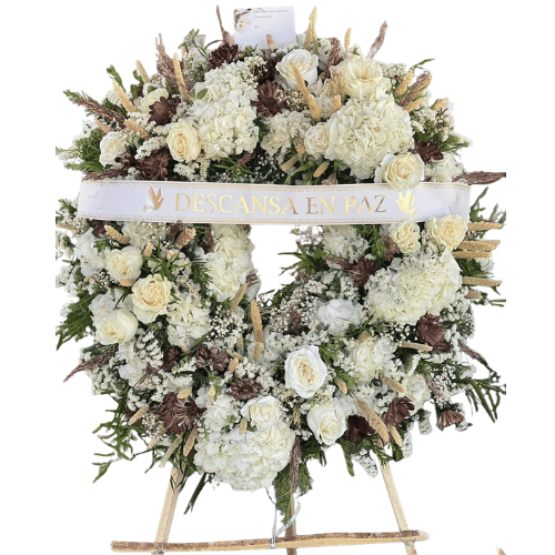 Corona Fúnebre en tonos blancos