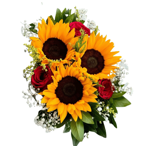 Ramo de 3 Girasoles y 3 Rosas