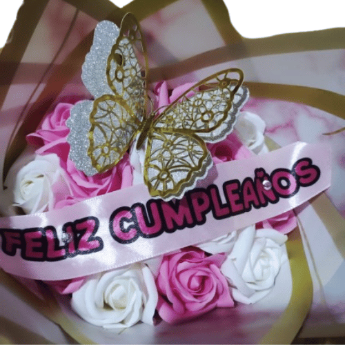 Ramo Preservado Mariposa Feliz Cumpleaños