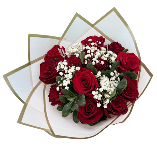 Ramo de Rosas en Papel Blanco