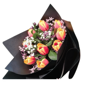 Ramo de Tulipanes en Papel Negro